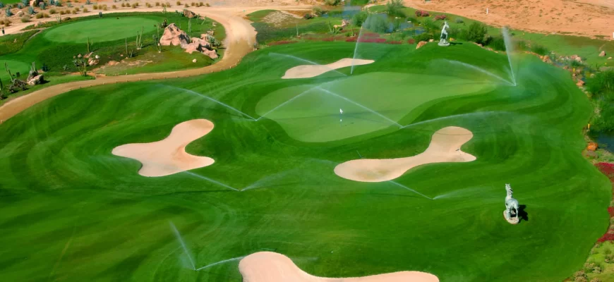 Посетите гольф-поле Palm Jumeirah Golf Resort в Дубае, ОАЭ.